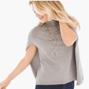 Chico's Trina Cape Pullover Metallic Shimmer Gray Sweater